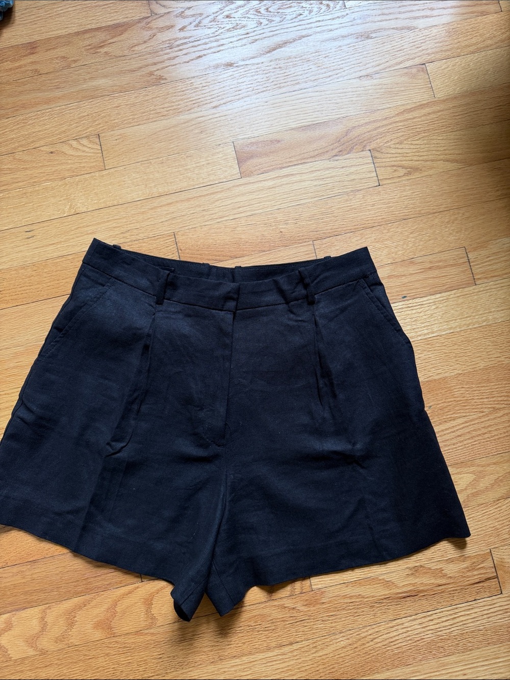 Zara linen blend  Black Tailored Bermuda Shorts